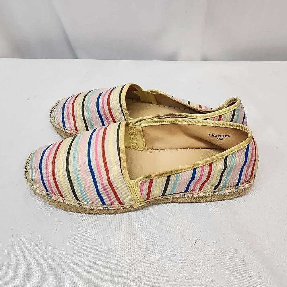 Talbots Women's 7.5 Izzy Horizons Striped Espadrille Canvas Slip-On Comfort Shoe